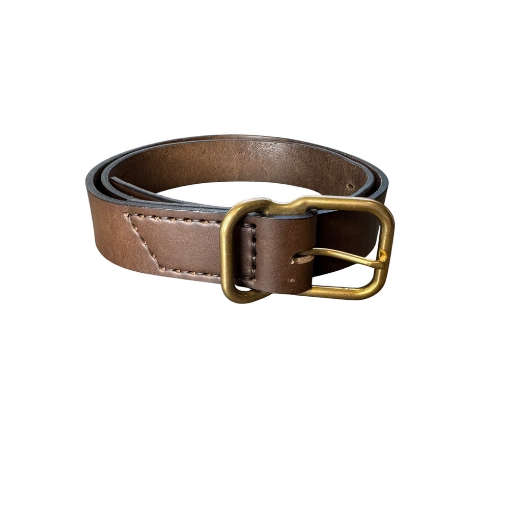 Emil Erwin Mens Brown Leather Belt 36 Made in USA Brass Buckle Quick Release